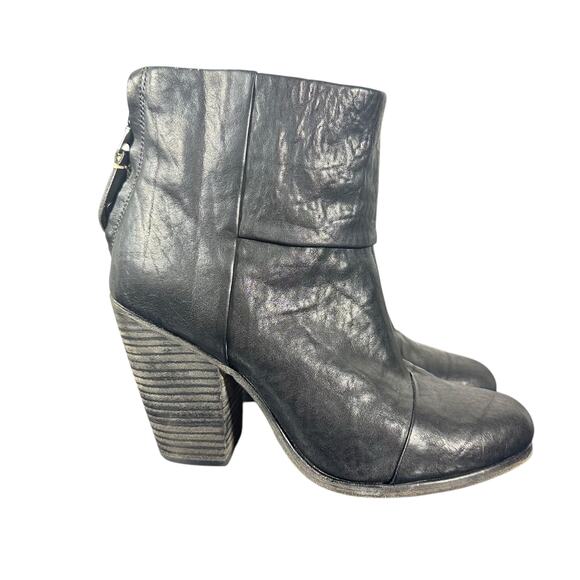 Rag & Bone Black Leather Western Ankle Boots - Size 8 - Picture 1 of 10